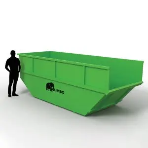 man loading rubble and unwanted waste into a 10m skip bin hired for a construction project in Brisbane